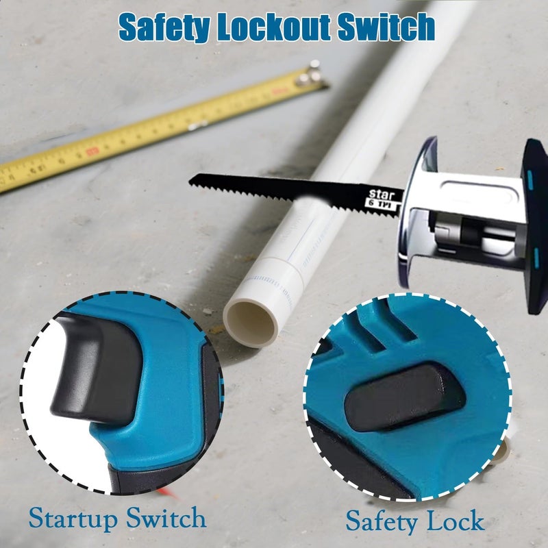 Yangtzone Reciprocating Saw for Makita 18V LXT Battery, One-Handed Cordless Recipro Saw 0-3000 RPM Variable Speed, Easy Blade Change, 4 Blades for Wood/Metal/PVC Cutting(No Battery) - Image 4
